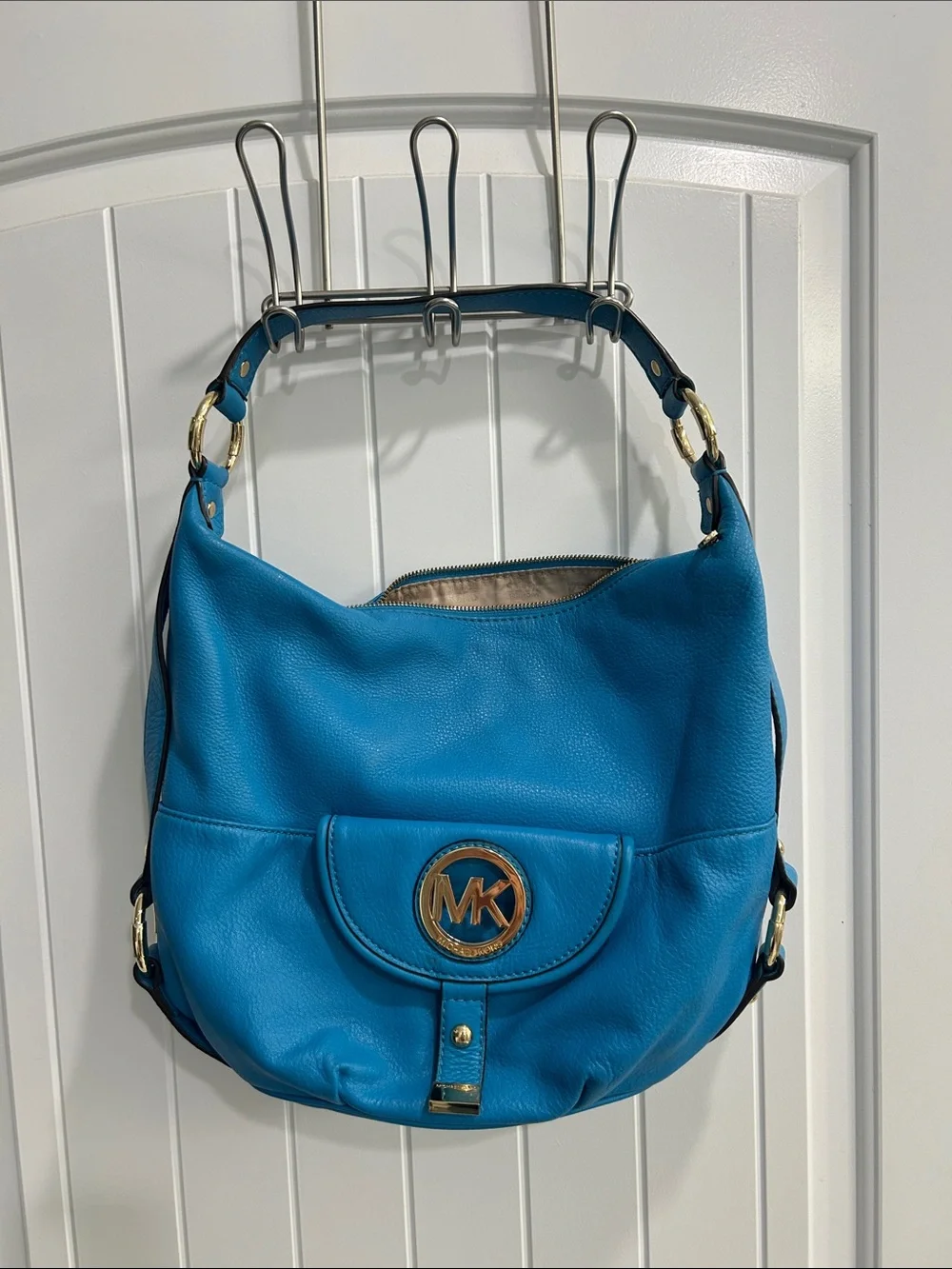Michael Kors Bright Teal Leather Hobo with Matching Wallet